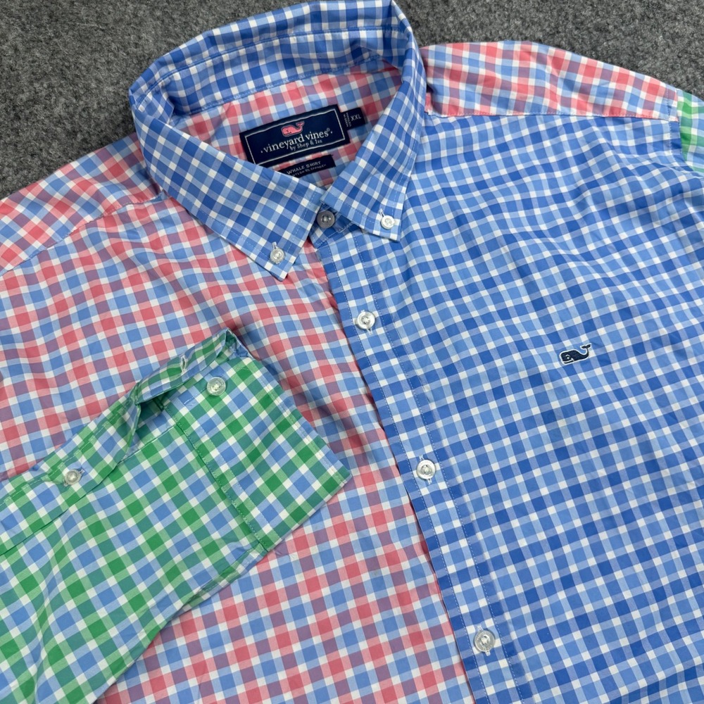 Vineyard Vines Button Down Performance Mens XXL Multi Color Gingham Patchwork